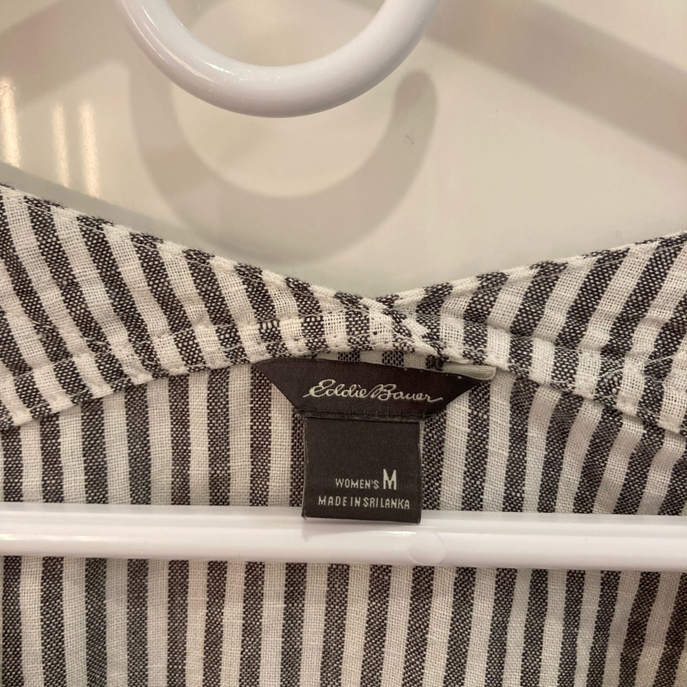 Eddie Bauer Black and White Striped V-Neck Tunic - Picture 2 of 4